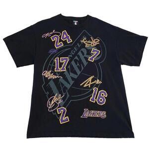 Rare Unk X Nba Lakers T-Shirt Sz L Team Signatures Aop Kobe Bryant 24 La